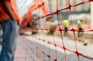 security barrier blocking construction site