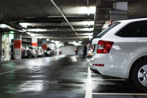 White SUV parked