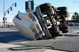 Overturned truck accident