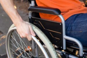 Injured man in a wheelchair