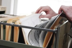 Business records in a cabinet