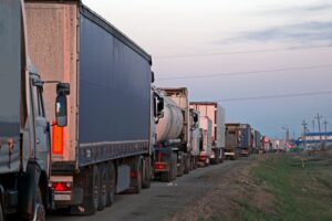 Trucks stuck in traffic